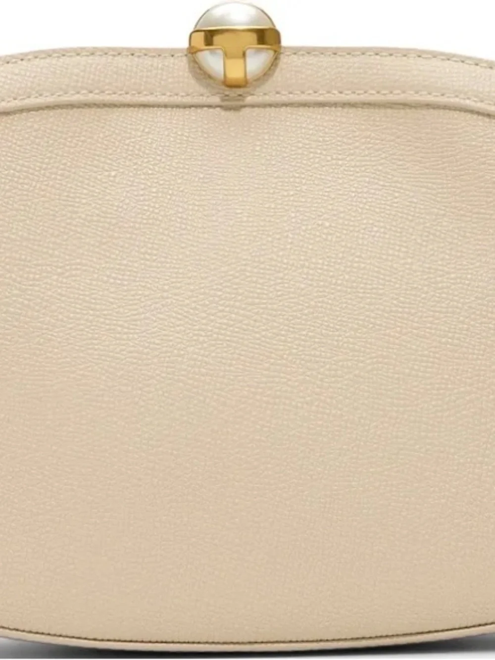 Ted Baker Cream Pebbled Leather Frame Clutch with Gold Accent